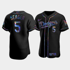 Men's Los Angeles Dodgers Corey Seager Black Iridescent Logo Authentic Holographic Limited Jersey