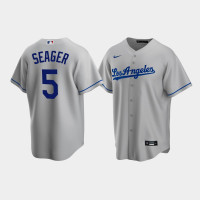 Men's Los Angeles Dodgers #5 Corey Seager Gray Replica Road Jersey