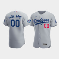 Men's Los Angeles Dodgers Custom Gray 2020 World Series Champions Alternate Authentic Jersey Men's Los Angeles Dodgers Custom Gray 2020 World Series Champions Alternate Authentic Jersey