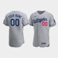 Men's Los Angeles Dodgers #00 Custom Gray Authentic 2020 Road Jersey