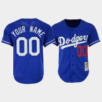 Men's Los Angeles Dodgers #00 Custom Royal Cooperstown Collection Mesh Batting Practice Jersey