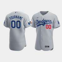Men's Los Angeles Dodgers Custom Gray Alternate Authentic Jersey - Jackie Robinson 75th Anniversary Men's Los Angeles Dodgers Custom Gray Alternate Authentic Jersey - Jackie Robinson 75th Anniversary