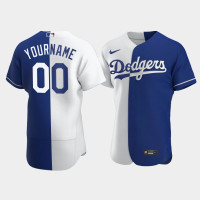 Men's Los Angeles Dodgers Custom #00 Royal Color Split Authentic Jersey Men's Los Angeles Dodgers Custom #00 Royal Color Split Authentic Jersey