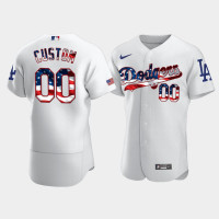 Men's Los Angeles Dodgers #00 Custom White 4th of July 2020 Stars Jersey Men's Los Angeles Dodgers #00 Custom White 4th of July 2020 Stars Jersey