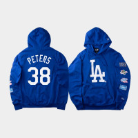 Men's Los Angeles Dodgers D.J. Peters #38 World Champions Blue Hoodie