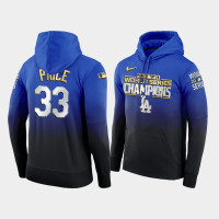 Men's Los Angeles Dodgers #33 David Price 2020 World Series Champions Royal Gradient Hoodie