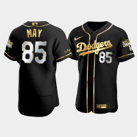 Men's Los Angeles Dodgers Dustin May Black 2020 World Series Champions Authentic Golden Limited Jersey