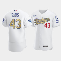 Men's Los Angeles Dodgers Edwin Rios White 2021 Gold Program Authentic Patch Jersey Men's Los Angeles Dodgers Edwin Rios White 2021 Gold Program Authentic Patch Jersey