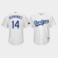 Los Angeles Dodgers Men's #14 Enrique Hernandez 2019 Postseason White Official Home Cool Base Jersey