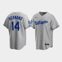 Men's Los Angeles Dodgers Enrique Hernandez Gray 2020 World Series Champions Road Replica Jersey