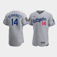 Men's Los Angeles Dodgers Enrique Hernandez Gray 2020 World Series Road Authentic Jersey