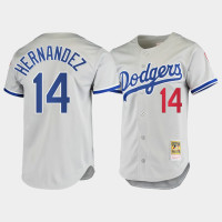 Men's Los Angeles Dodgers #14 Enrique Hernandez Gray 1981 Cooperstown Collection Authentic Jersey