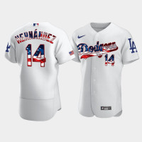 Men's Los Angeles Dodgers #14 Enrique Hernandez White 4th of July 2020 Stars & Stripes Jersey