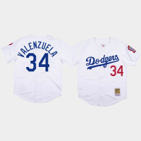Men's Los Angeles Dodgers #34 Fernando Valenzuela White 1981 Authentic Jersey Men's Los Angeles Dodgers #34 Fernando Valenzuela White 1981 Authentic Jersey