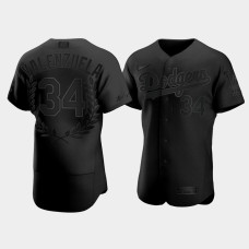 Men's Los Angeles Dodgers Fernando Valenzuela #34 Black Awards Collection NL Cy Young Jersey