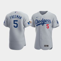 Men's Los Angeles Dodgers Freddie Freeman Gray Alternate Authentic Jersey - Jackie Robinson 75th Anniversary