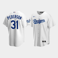 Men's Los Angeles Dodgers Joc Pederson White 2020 World Series Champions Home Replica Jersey