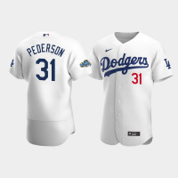 Men's Los Angeles Dodgers #31 Joc Pederson White Authentic Patch 2020 Home Jersey Men's Los Angeles Dodgers #31 Joc Pederson White Authentic Patch 2020 Home Jersey