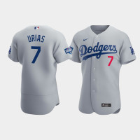 Men's Los Angeles Dodgers Julio Urias Gray 2020 World Series Champions Alternate Authentic Jersey