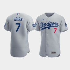 Men's Los Angeles Dodgers Julio Urias Gray 2020 World Series Champions Alternate Authentic Jersey