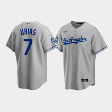 Men's Los Angeles Dodgers Julio Urias Gray 2020 World Series Champions Road Replica Jersey