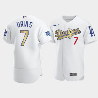 Men's Los Angeles Dodgers Julio Urias White 2021 Gold Program Authentic Patch Jersey