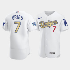 Men's Los Angeles Dodgers Julio Urias White 2021 Gold Program Authentic Patch Jersey
