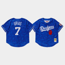 Men's Los Angeles Dodgers Julio Urias #7 Blue BAPE x Mitchell & Ness Jersey