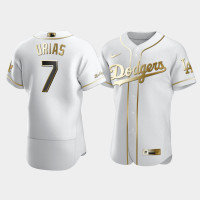 Men's Los Angeles Dodgers Julio Urias #7 White Golden Edition Authentic Jersey Men's Los Angeles Dodgers Julio Urias #7 White Golden Edition Authentic Jersey