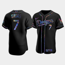 Men's Los Angeles Dodgers Julio Urias Black Iridescent Logo Authentic Holographic Limited Jersey