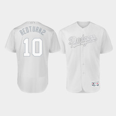 Men's Los Angeles Dodgers Authentic #10 Justin Turner 2019 Players' Weekend White Redturn2 Jersey