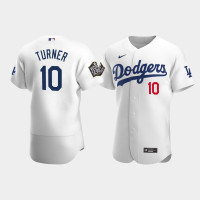 Men's Los Angeles Dodgers #10 Justin Turner White 2020 World Series Authentic Jersey