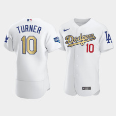 Men's Los Angeles Dodgers Justin Turner White 2021 Gold Program Authentic Patch Jersey