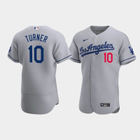 Men's Los Angeles Dodgers #10 Justin Turner Gray Authentic 2020 Road Jersey