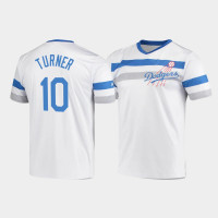 Men's Los Angeles Dodgers Justin Turner White Cooperstown Collection V-Neck Jersey