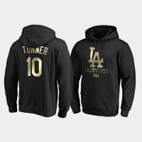 Men's Los Angeles Dodgers Justin Turner #10 2020 World Series Champions Black Parade Pullover Hoodie