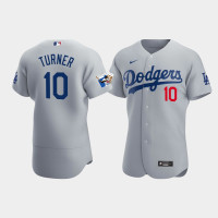 Men's Los Angeles Dodgers Justin Turner Gray Alternate Authentic Jersey - Jackie Robinson 75th Anniversary