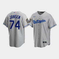 Men's Los Angeles Dodgers #74 Kenley Jansen Gray 2020 World Series Replica Road Jersey
