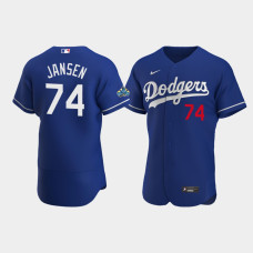 Men's Los Angeles Dodgers Kenley Jansen Royal Authentic Patch 2020 Alternate Jersey