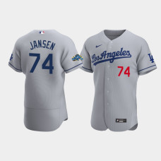 Men's Los Angeles Dodgers Kenley Jansen Gray Authentic Patch 2020 Road Jersey