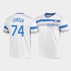 Men's Los Angeles Dodgers Kenley Jansen White Cooperstown Collection V-Neck Jersey