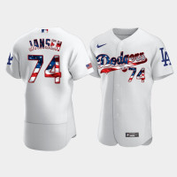 Men's Los Angeles Dodgers #74 Kenley Jansen White 4th of July 2020 Stars & Stripes Jersey