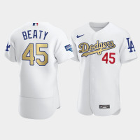 Men's Los Angeles Dodgers Matt Beaty White 2021 Gold Program Authentic Patch Jersey