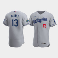 Men's Los Angeles Dodgers Max Muncy Gray Authentic Patch 2020 Road Jersey