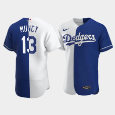 Men's Los Angeles Dodgers Max Muncy #13 Royal Color Split Authentic Jersey