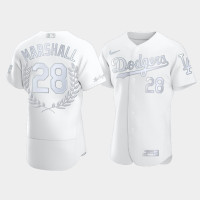 Men's Los Angeles Dodgers Mike Marshall #28 White Awards Collection NL Cy Young Jersey
