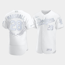 Men's Los Angeles Dodgers Mike Marshall #28 White Awards Collection NL Cy Young Jersey