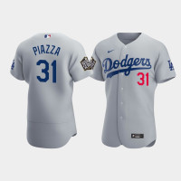 Men's Los Angeles Dodgers Mike Piazza Gray 2020 World Series Alternate Authentic Jersey
