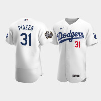Men's Los Angeles Dodgers #31 Mike Piazza White 2020 World Series Authentic Jersey