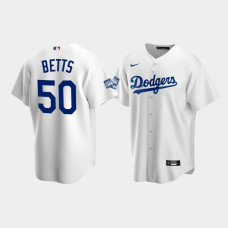 Men's Los Angeles Dodgers Mookie Betts White 2020 World Series Champions Home Replica Jersey